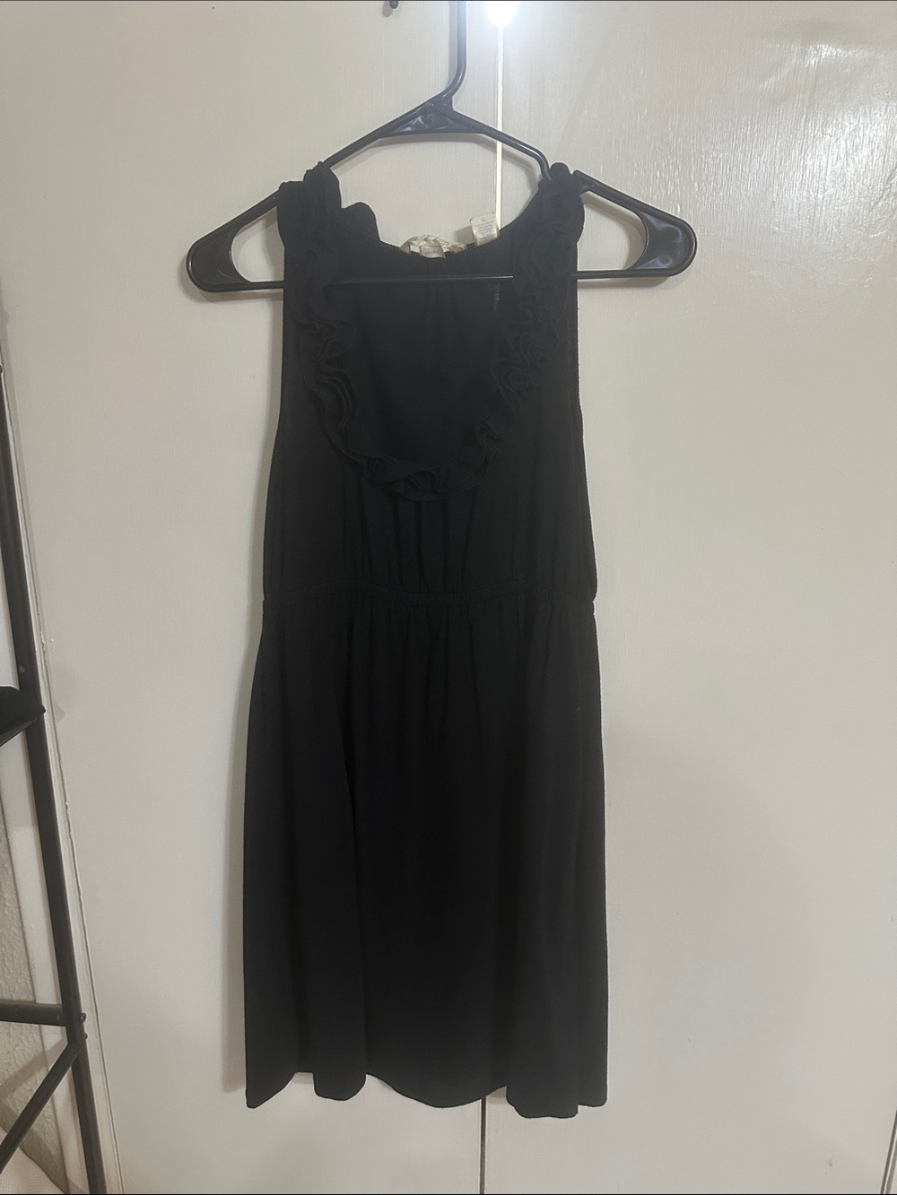 Sleeveless Black Ruffle-Front Women’s Dress